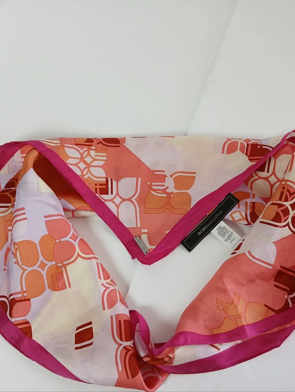 BCBGMAXAZRIA Floral Silk Scarf - Pink & Orange Print